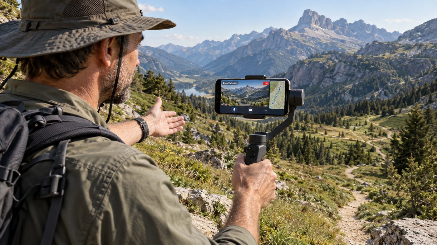 Guide filmant en extérieur avec un smartphone