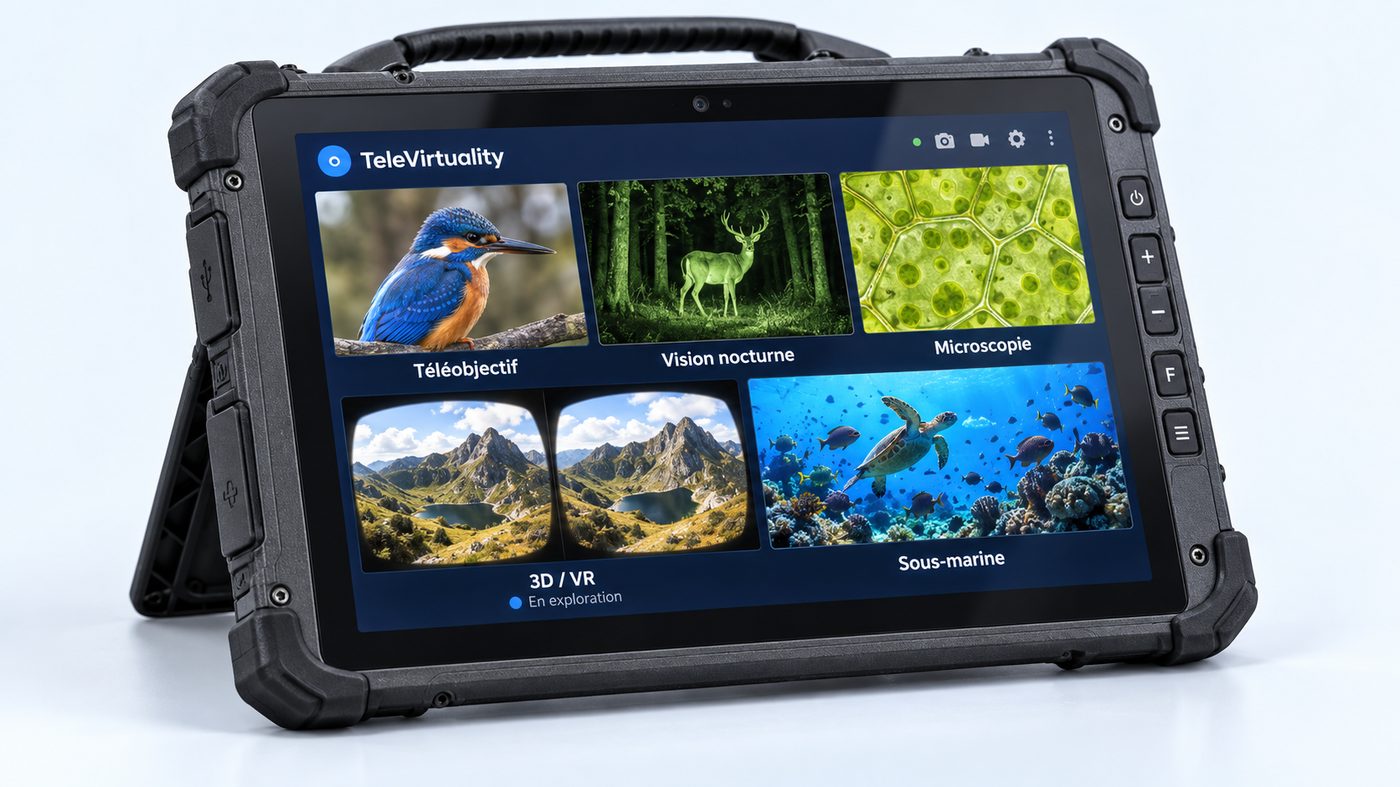 Tablette PC durcie affichant six sources vidéo compatibles